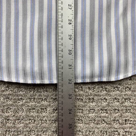 Panhandle Slim Shirt Men Medium M White Blue Striped Button Up Pear Snap Western - Picture 8 of 8